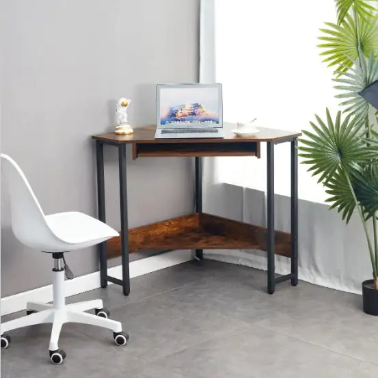 CornerCraft Desk with Keyboard Tray and Shelf Storage